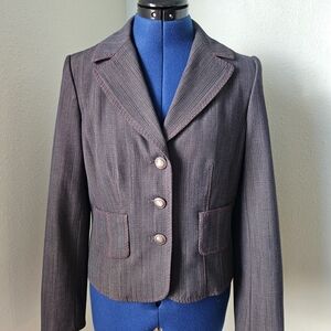 Caslon Charcoal Blazer with Pink Stitching